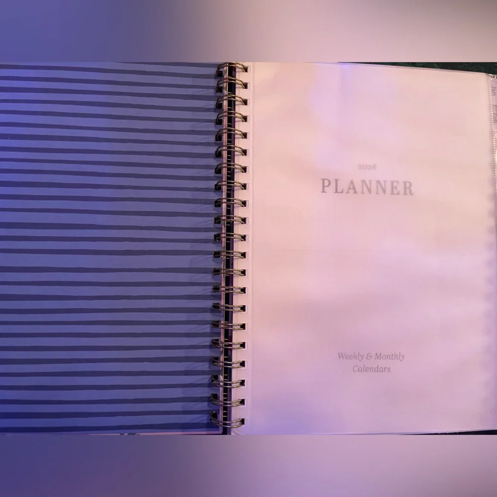 Hardcover Large 2026 Organizational Planner, Beautiful Floral Design Pink cover